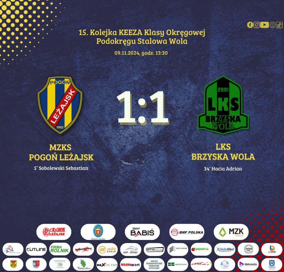 MZKS Pogoń Leżajsk 1:1 LKS Brzyska Wola